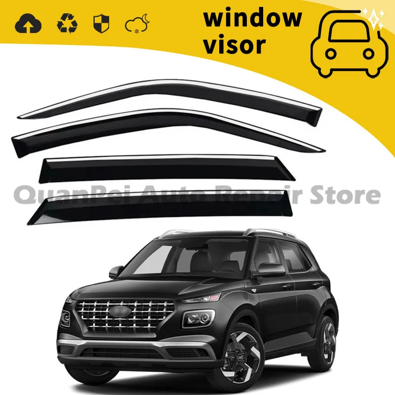 For Hyundai VENUE 2018–2024 Rain Guards Window Deflectors Door Visors Rain Eyebrows Side Window Vent Visors