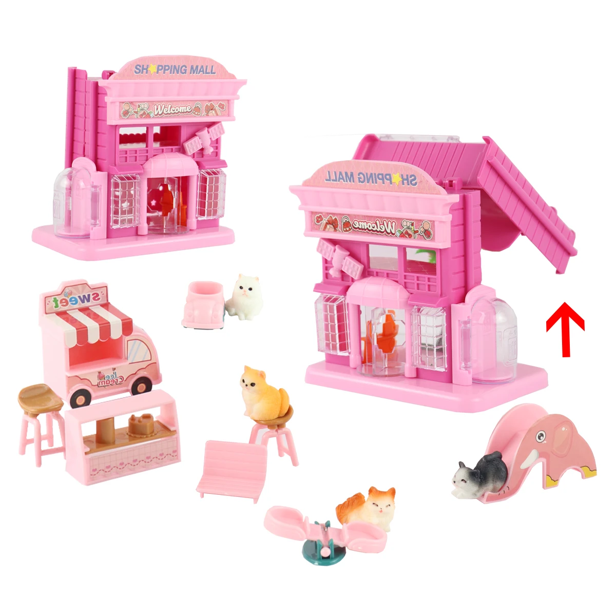 Doen Alsof Speelgoed Schattige Kat Huisdier Familie Speelgoed Mini Mode Kat Hond Supermarkt Spelen Huis Speelgoed Kat Pop Set Kerst Decoratie Nieuw