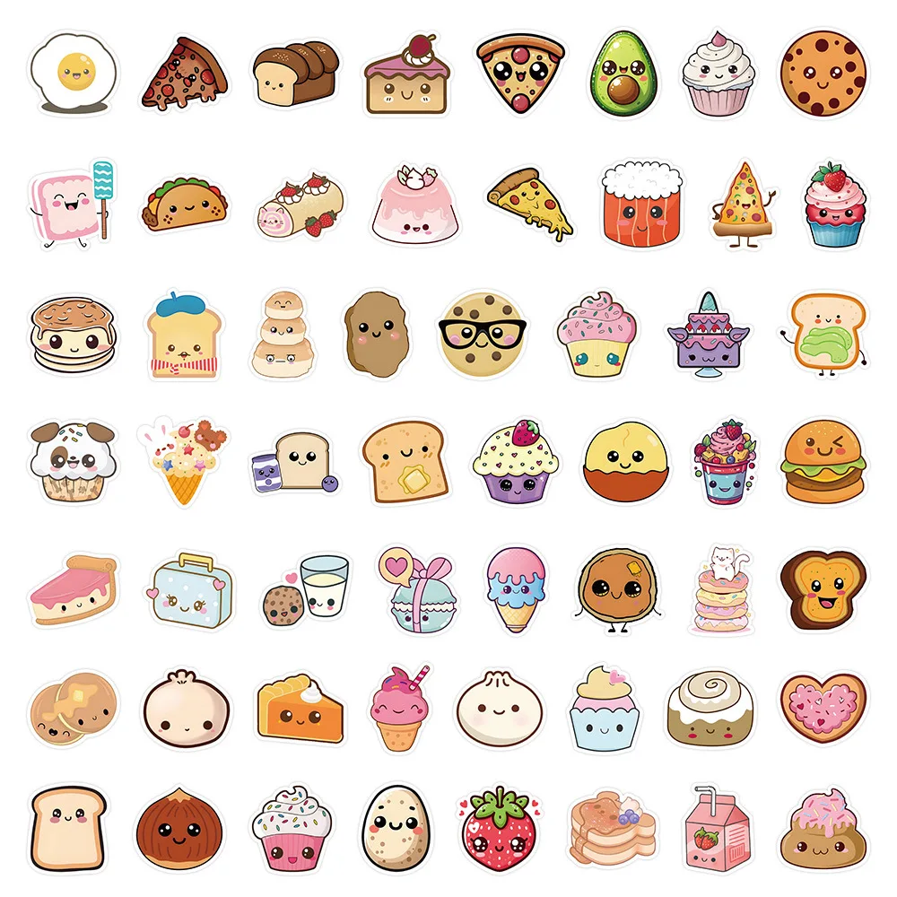 10/60PCS Kawaii Dessert MeMe Aufkleber Lebensmittel Cartoon Graffiti DIY Tagebuch Laptop Telefon Gitarre Tasse Skateboard Ornament kinder spielzeug