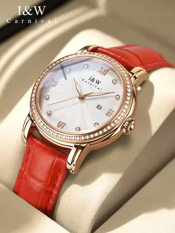 New IW Watches for Women Rose Gold Wrist Watches Fashion Leather Brand Watches Ladies Quartz Watch Clock Montre Femm