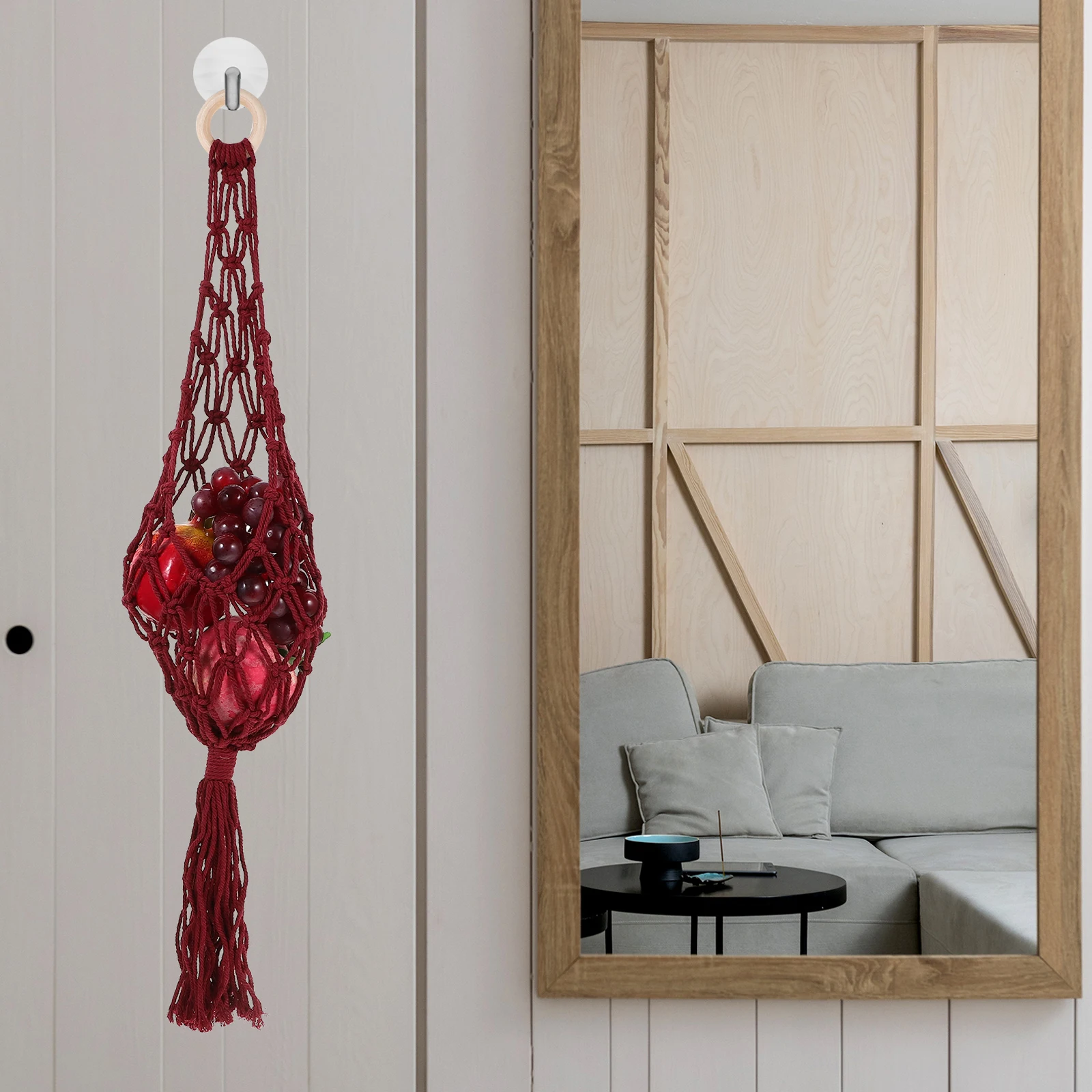 

H made Cotton Rope Storage Basket 20CM Iron Ring Hanging Fruit Vegetable Kitchen Accessories Wall Decor Plant Hanger Storage