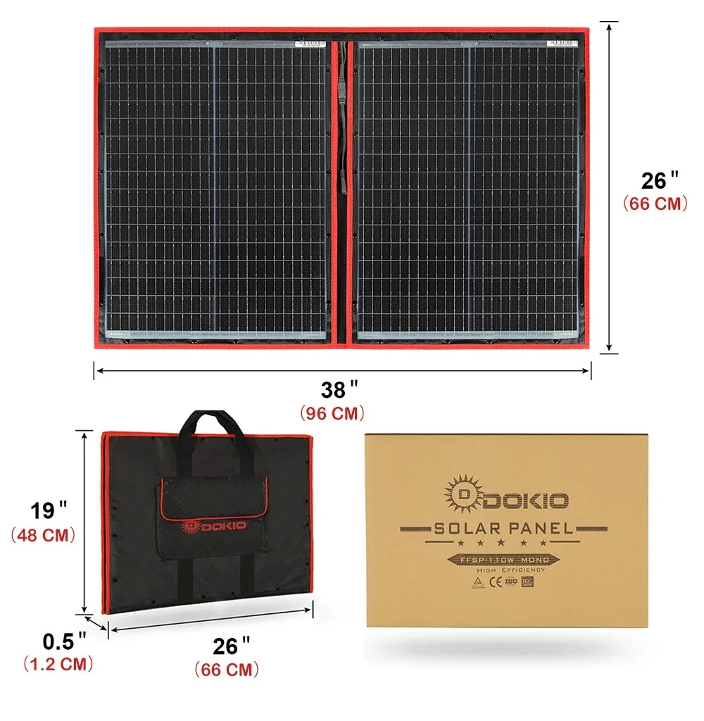Dokio 97W Flexible Foldble Mono Solar Panel For Travel & Boat & RV High Quality Portable Solar Panel China
