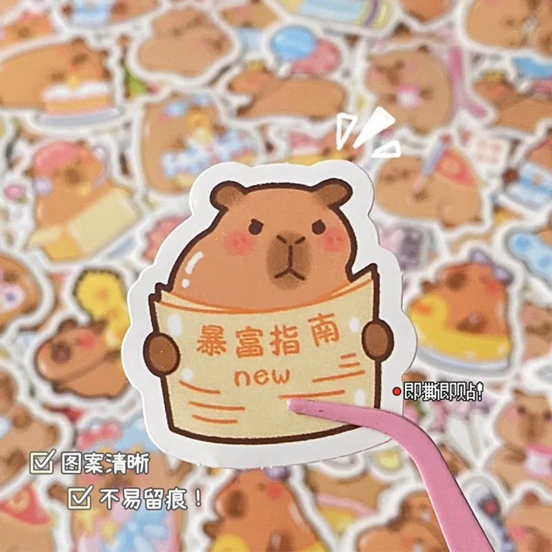 100pcs Cute Capybara Sticker Aesthetic Stationery Japanese School Supplies Children\'s Stickers Diary Decoration Art Supplies