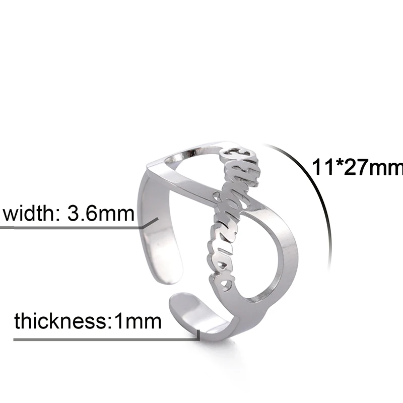 لانهائي رمز إنفينيتي البنصر اسم مخصص شخصية خارق للطبيعة للنساء الرجال زوجين هدية مجوهرات من صلب لا يصدأ