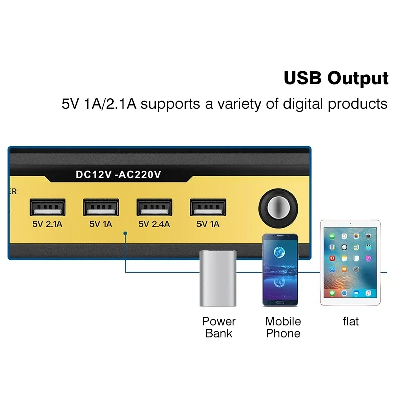 Inversor de corriente de 2200W, transformador de cc 12V 24V a CA 220V, 50Hz, carga de enchufe Universal USB, pantalla LED, inversor de onda sinusoidal modificada