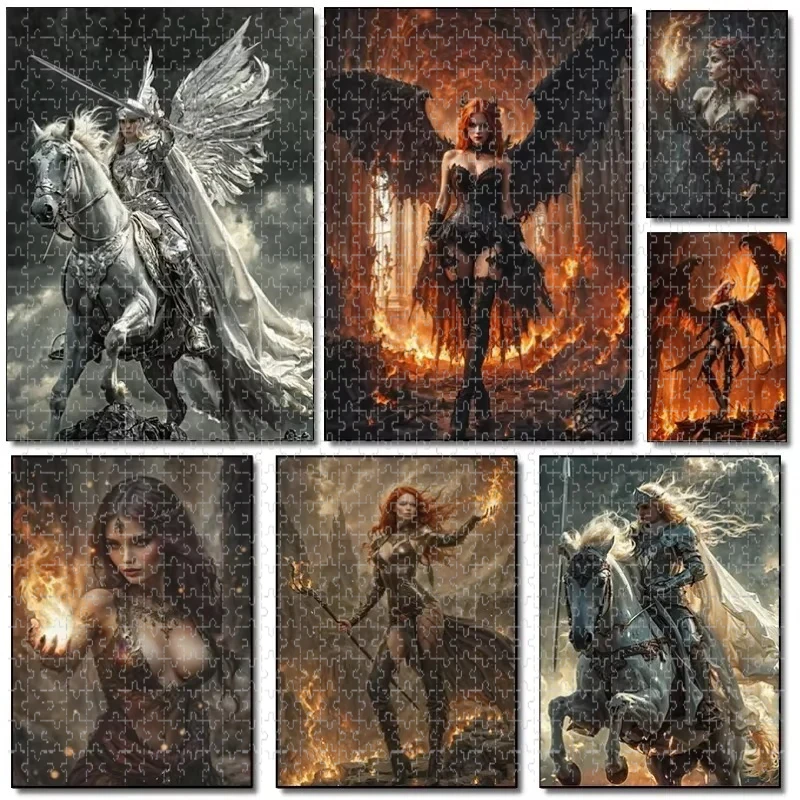 

500 /1000 PCS Puzzle Lady Knight Dark Demon Diy for Adults Beginners - Handmade, Gifts Home Decoration Games Toy