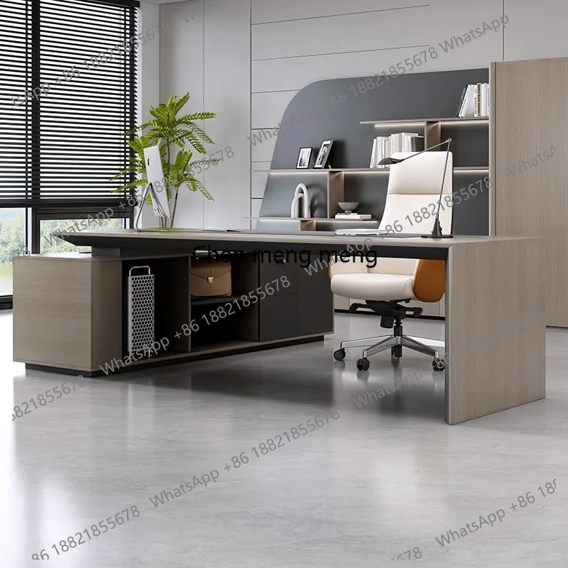 

Boss table, simple modern class desk, high-end office, chairperson, president, office desk and chair combination