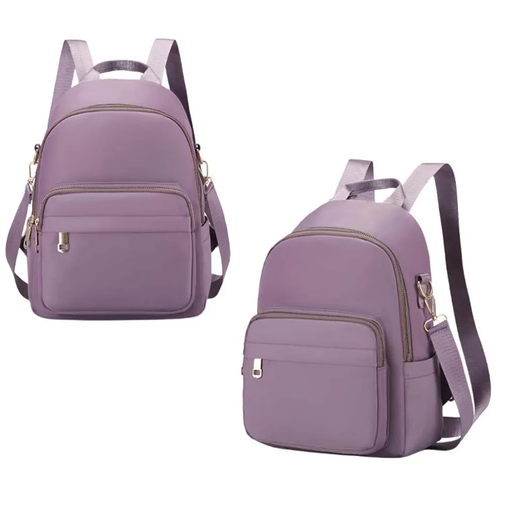 

Casual Nylon School Backpack Large Capacity Multifunction Casual Tote Bag Solid Color Storage Bag Shoulder Bag Women