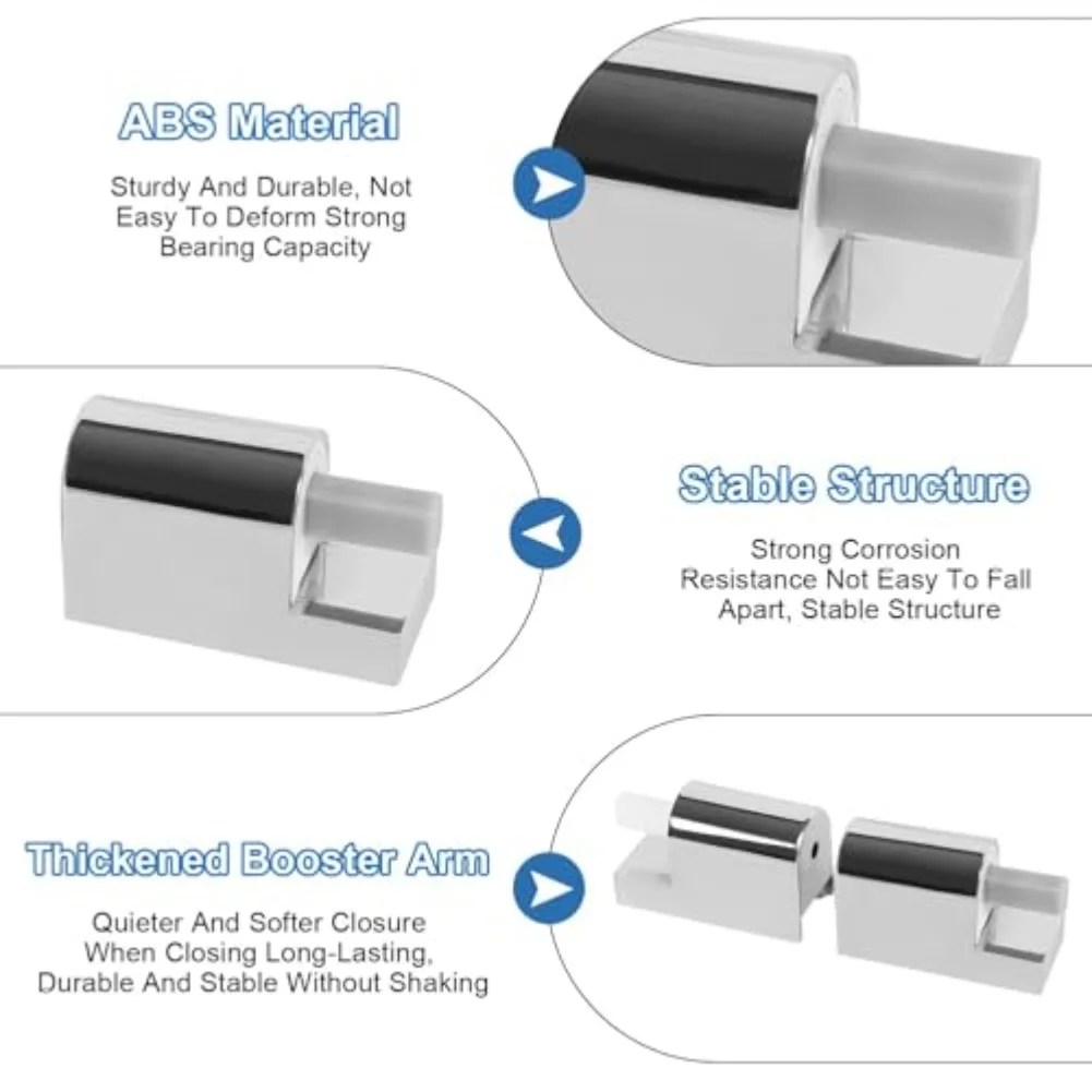 مجموعة مفصلات مقعد المرحاض في جميع أنحاء العالم مع مفصلات معدنية آلية إغلاق ناعمة وبلاستيك ABS لمقاعد المرحاض القياسية #4