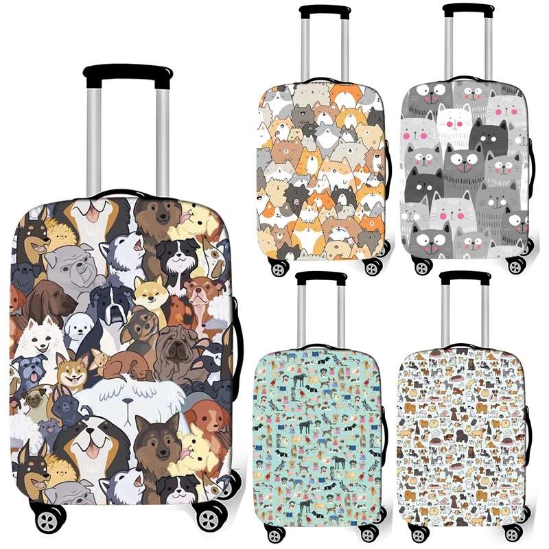 Cute Dog / Cat Print Luggage Cover Travel Accessories Anti-dust Baggage Covers Elastic Suitcase Trolley Case Cover