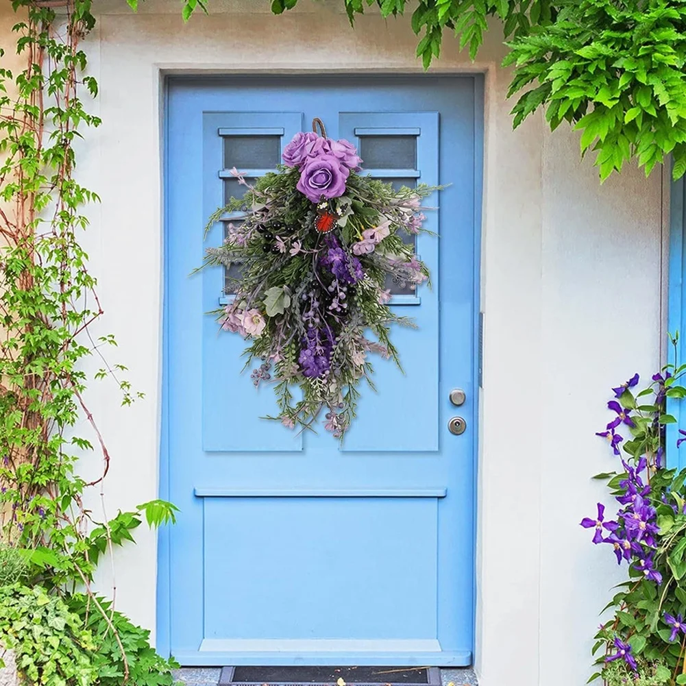 زهرة الحرير جدار ديكور الأرجواني روز صفير ريفي معلقة قطعة لغرفة المعيشة غرفة نوم مكتب مول 50x35 سم نسيج بلاستيكي #1