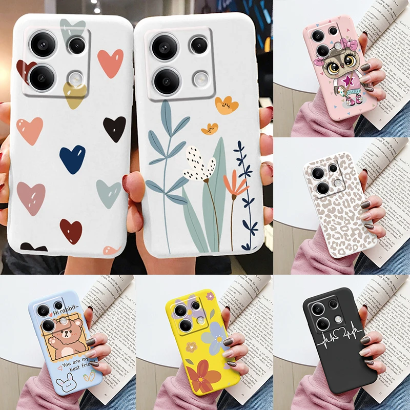 Case For Redmi Note 13 Pro 4G 5G Cute Heart Flower Back Cover Soft Silicone Matte Protective Fundas For Redmi Note13 Pro Bumper