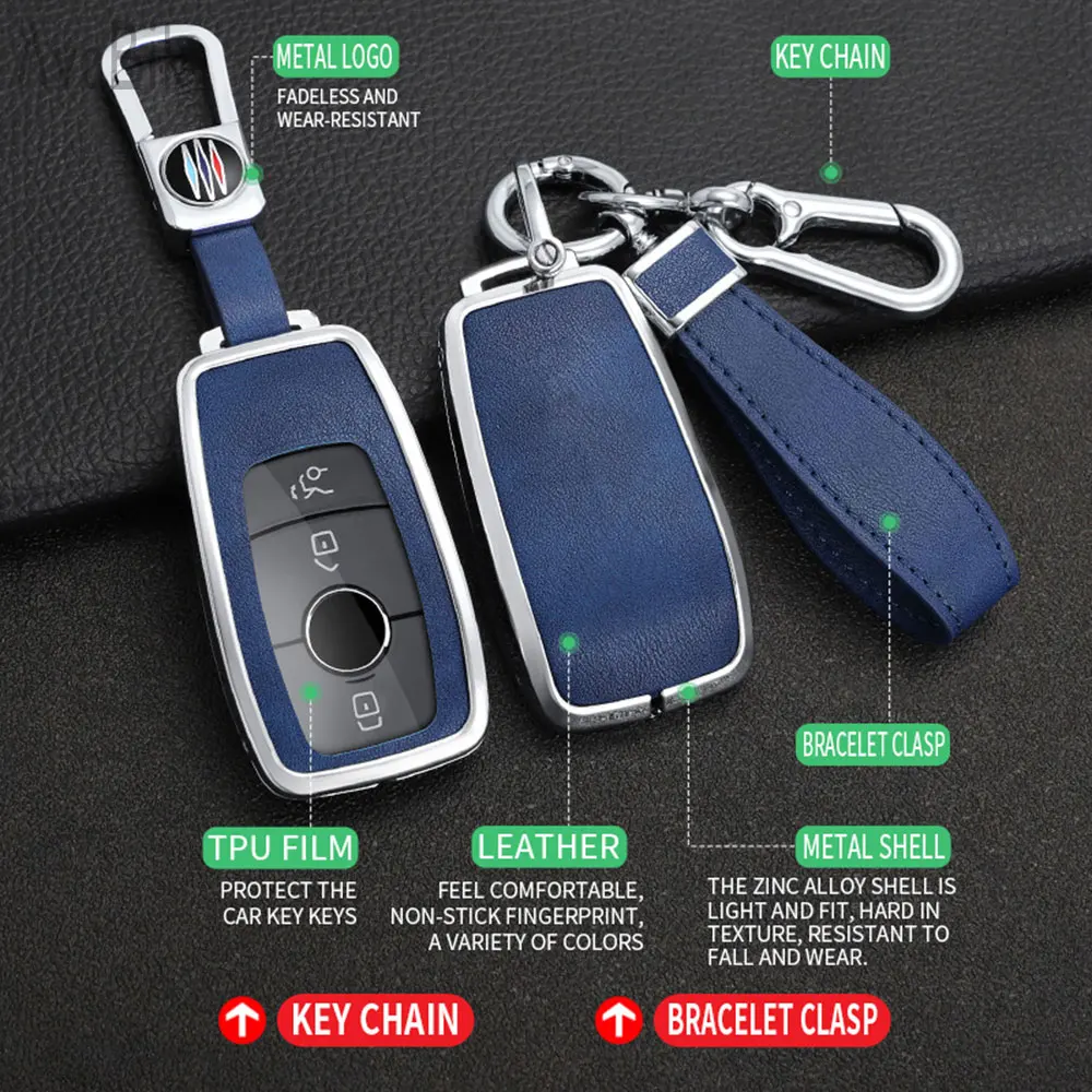 Zinc Alloy Car Remote Key protective shell for mercedes benz e300l key case c260l car glc case glb220 buckle a200l glagle350