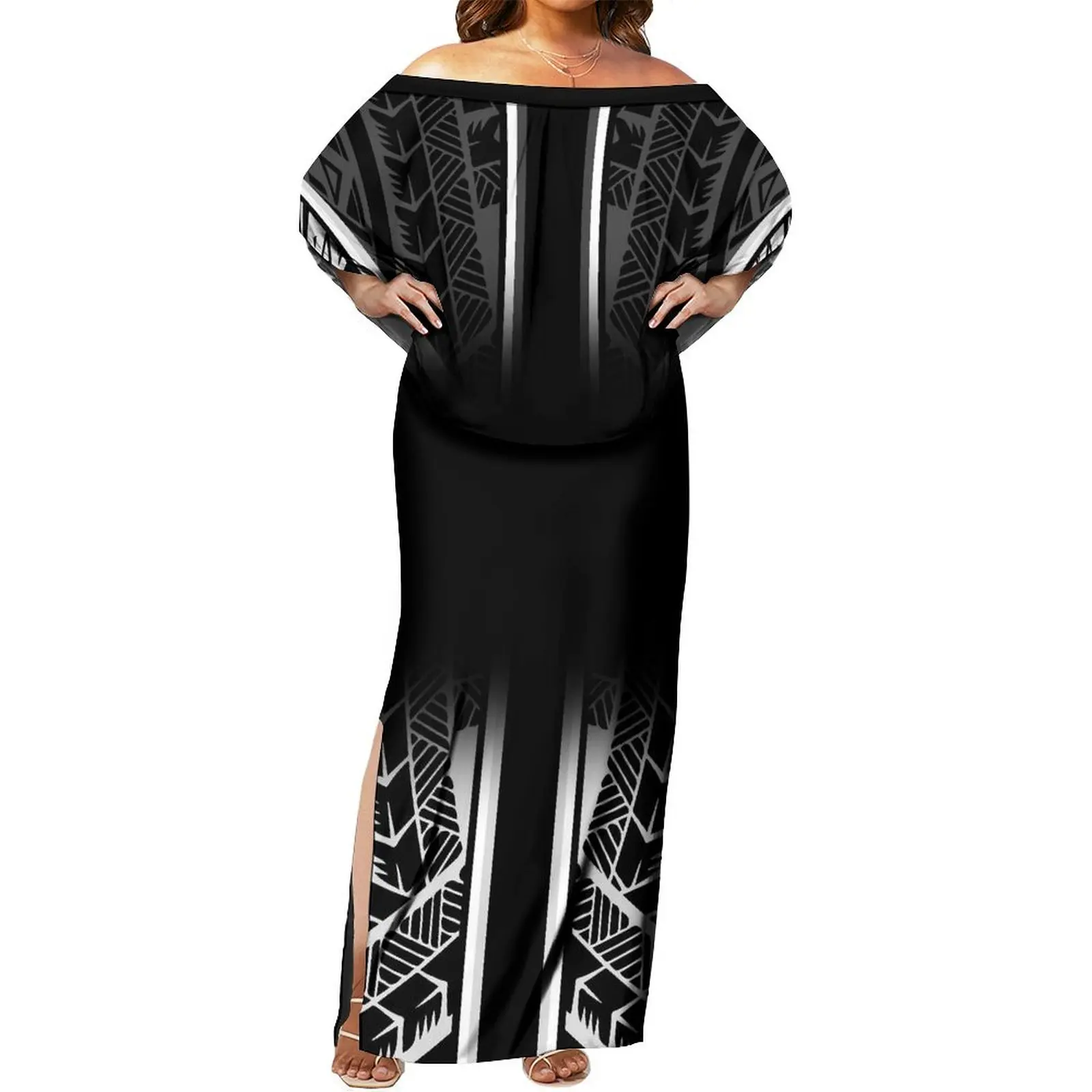 Women'S Cape Dress Polynesian Islands Design Print Samoa Fashion Women'S Business Dinner Evening Dress 