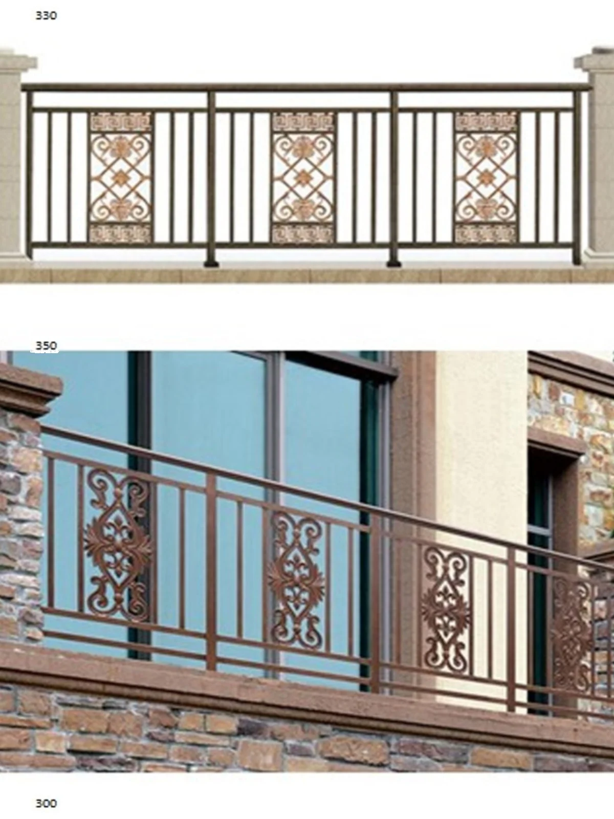 Balcony railing staircase handrail iron post modern European style villa