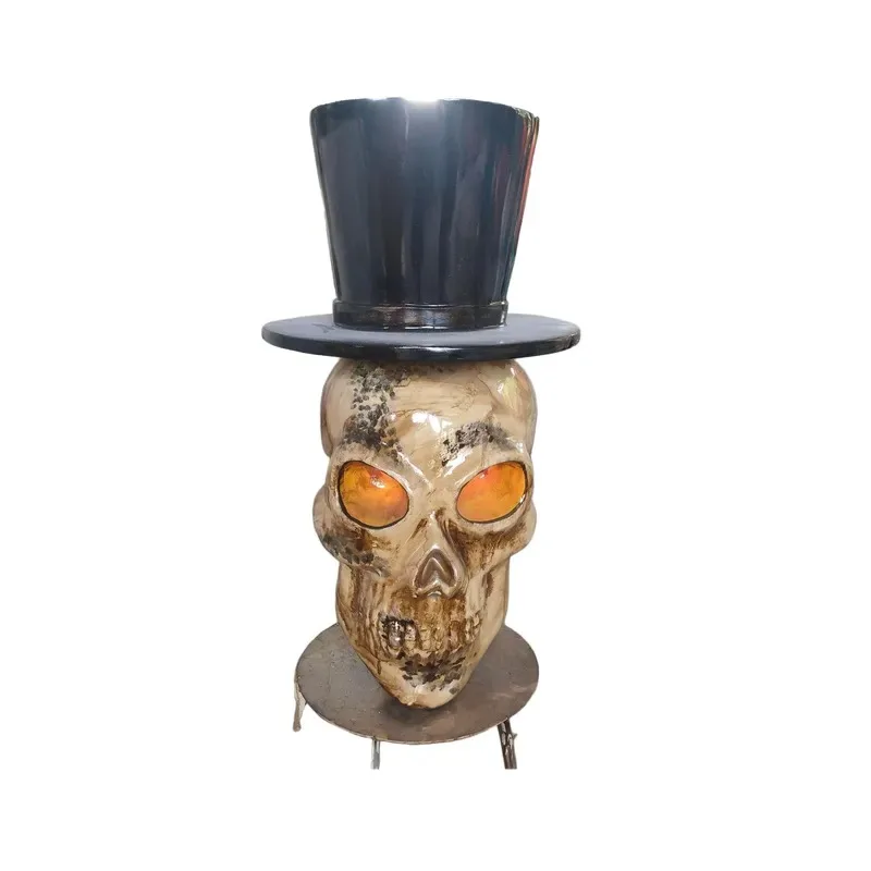 Large Resin Skull and Pumpkin Statue Giant Fiberglass Halloween Props Outdoor Decoration Ornaments for Garden Yard Party