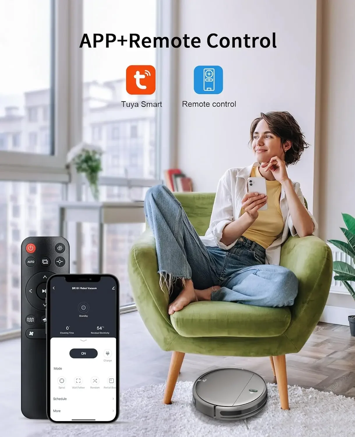 Vacuum and Mop Combo, 2 in 1 Mopping Robot Vacuum Cleaner with Schedule, Wi-Fi/Voice/App, Strong Suction, Ease of Use, Self-Char