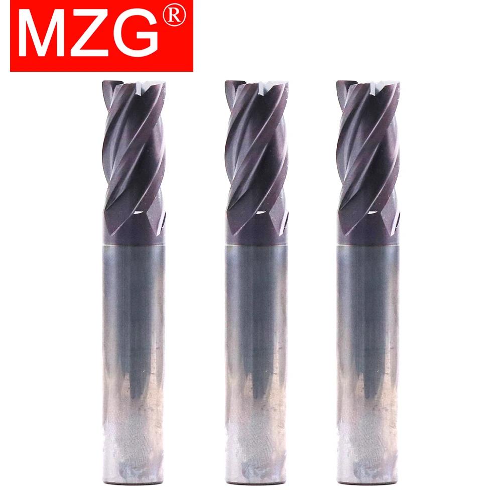 MZG 4 Flute HRC58 Corner Radius End Mill R Bullnose CNC Tungsten Carbide Steel Cutter Surface Machining Metal Router Endmills