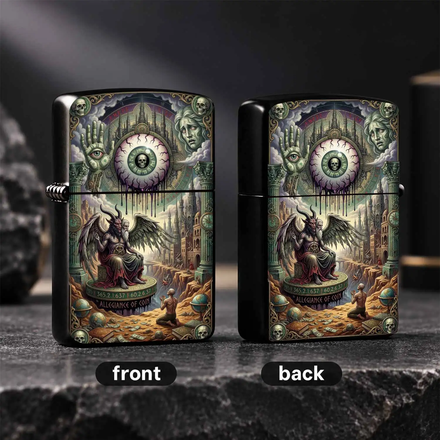 Retro Dark Alchemy All-Seeing Eye Themed Lighter, Creative Fantasy Fallen Angel Art Ornament, Unique Niche Aesthetic Decor, Suitable for Daily Scenes, Ideal Gift and Collectible with Mystical Vib A Humorous And Interesting Lighter