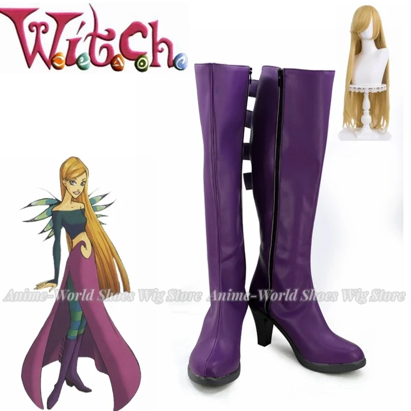 Cornelia Hale Shoes Cosplay W.i.t.c.h Witch Cornelia Hale Cosplay Purple Boots High Heel Shoes Custom Made Any Size