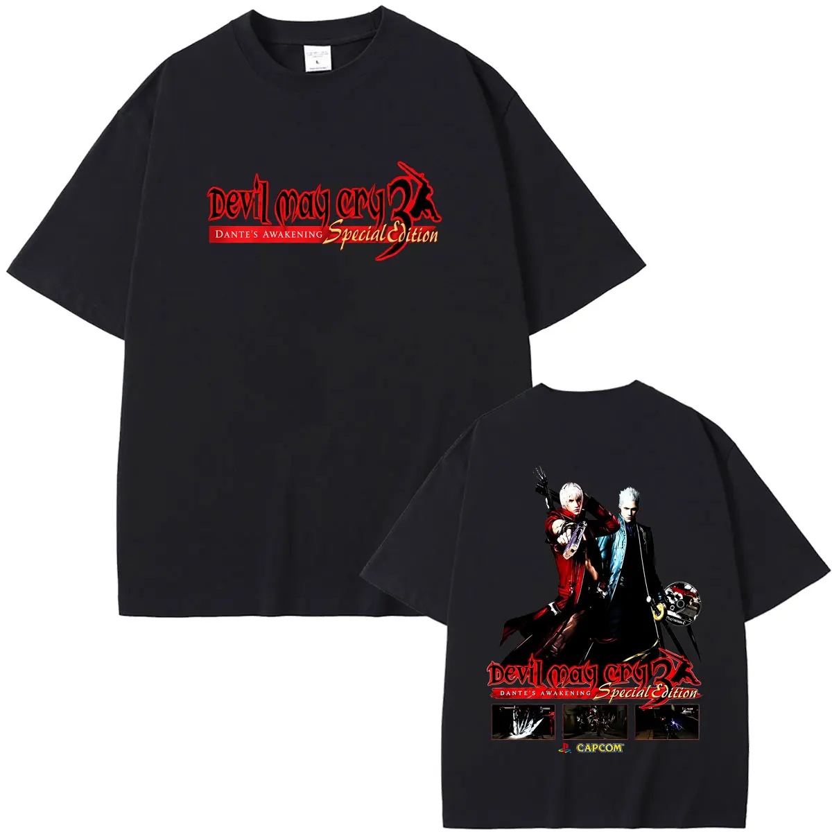 Game Devil May Cry Dante Vergil Graphic T-shirt Men Women Fashion Retro Oversized Streetwear Summer Men's Casual Cotton Tshirt