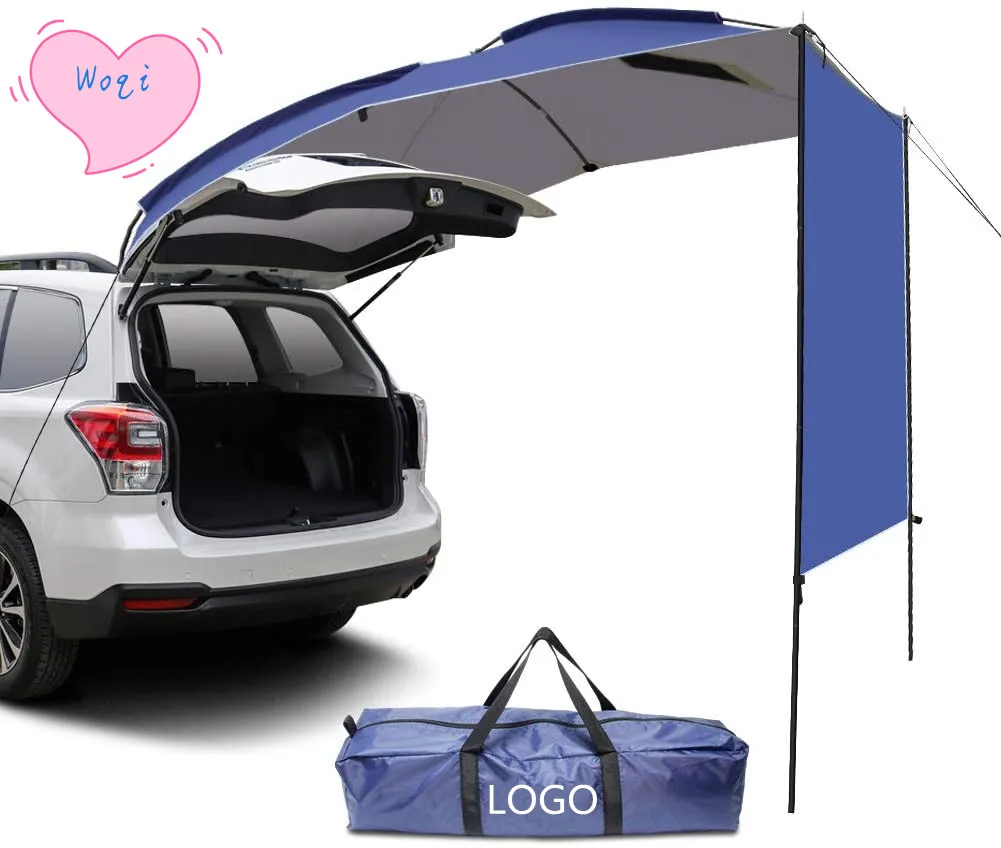 Woqi Waterproof Auto Canopy Camper Trailer Tent Roof Top for SUV Minivan Hatchback Camping Outdoor Travel 5-6 Persons