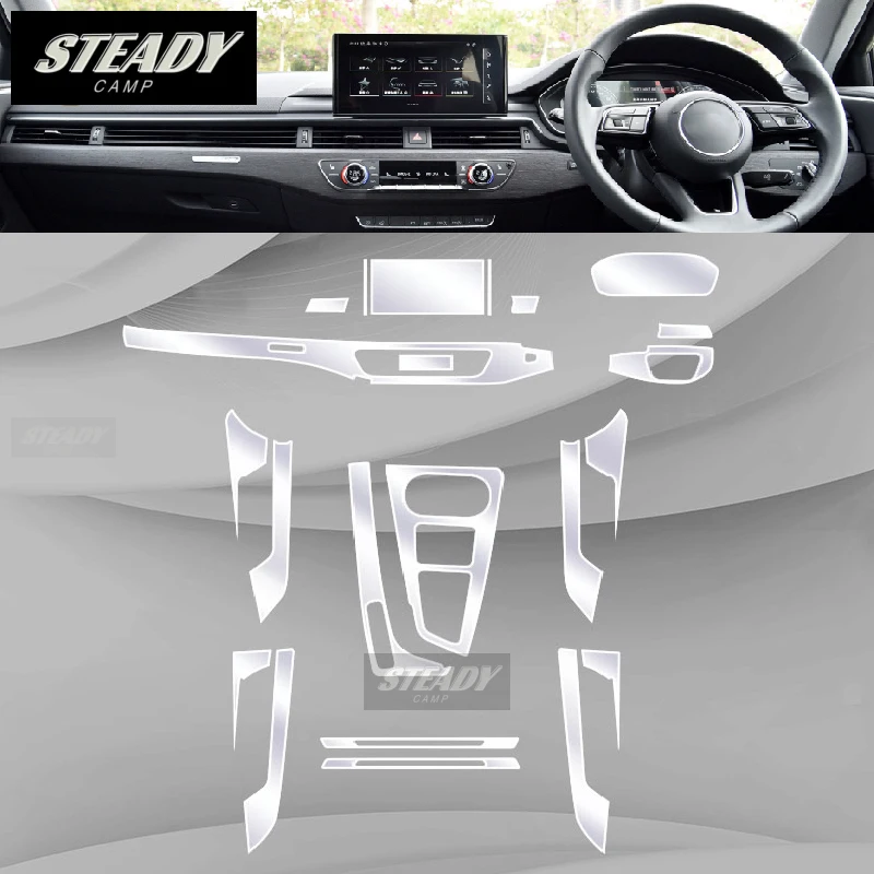 Car Interior Center Console Transparent TPU Protective Film Anti-scratch Repair Accessories Refit For Audi A4 B9 2020-2022 2023 - view 3