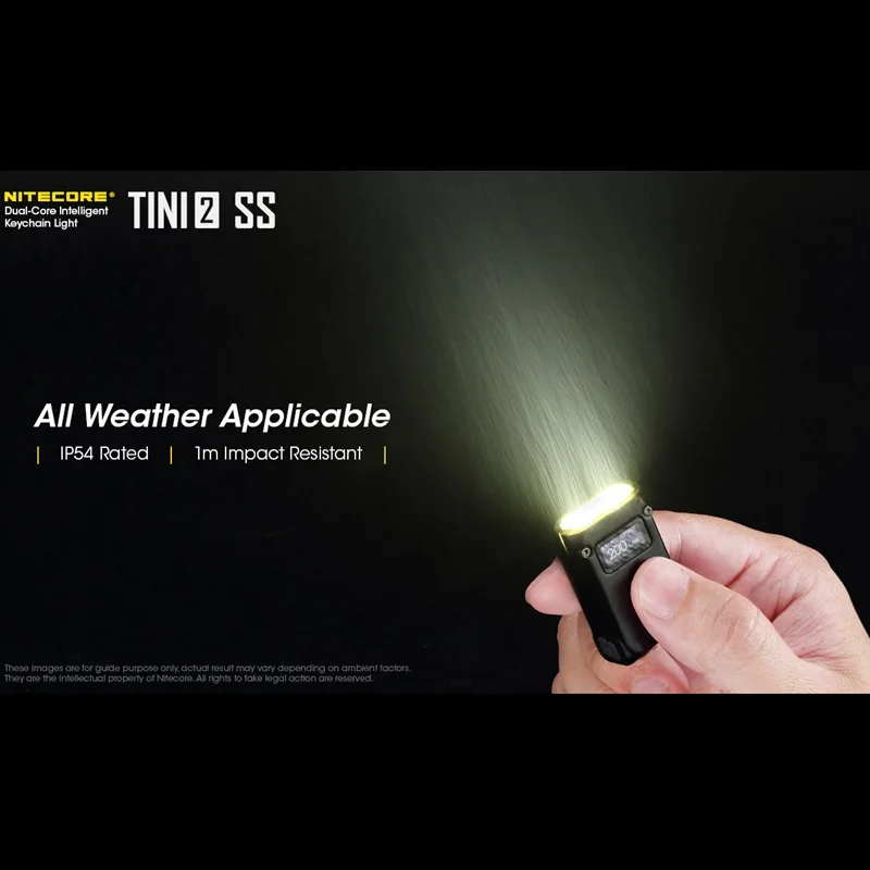 NITECORE TINI2 SS 500Lumens Type-C Rechargeable  Keychain Light Titanium Alloy LED Flashlight