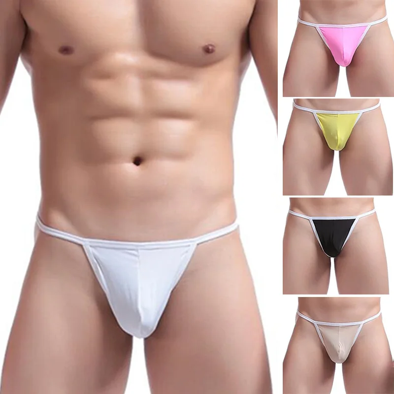 

Sexy Mens Low Waist G-String Underpants Bulge Pouch Thongs Briefs Thin Belts Bikini Knickers T-Back Underwear Open Butt Panties