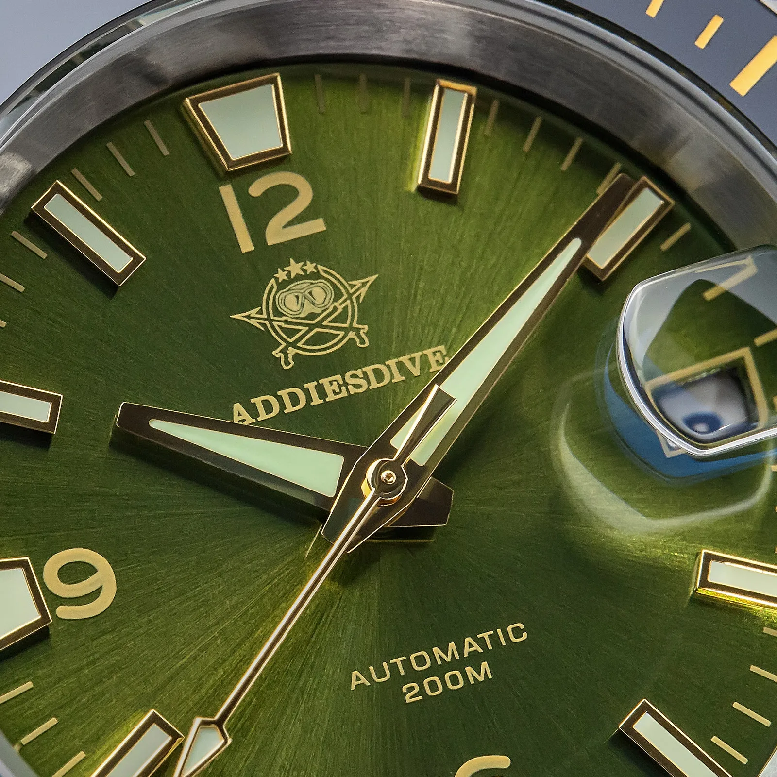 ADDIESDIVE Stainless Steel Sapphire Glass Automatic Watch Japan 8215 NEW Green Mechanical Watches AD2505 Mens Relogio Masculino