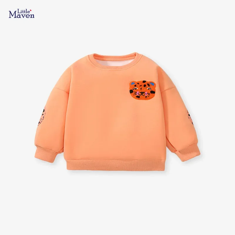 Wind girl pullover autumn winter round neck top long sleeved plush children hoodie