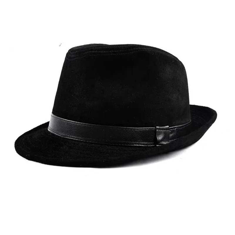 2024 Winter Genuine Leather Top Hats For Men/Women British Gentlemen Wide Brim Stetson Fedoras 55-60cm Fitted Print Gorra Male