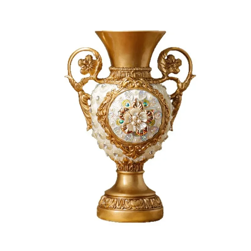 

European vase three-piece ornament living room flower arrangement dried flower retro creative decoration