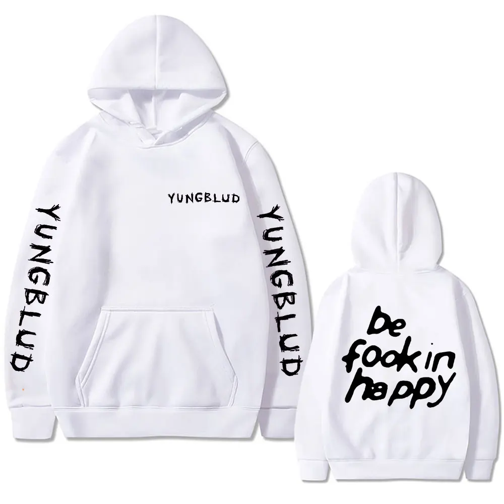 Singer Yungblud Be Fookin Happy Graphic Hoodie Men\'s Vintage Rock Oversized Hooded Tracksuit Men Women Hip Hop Fashion Hoodies