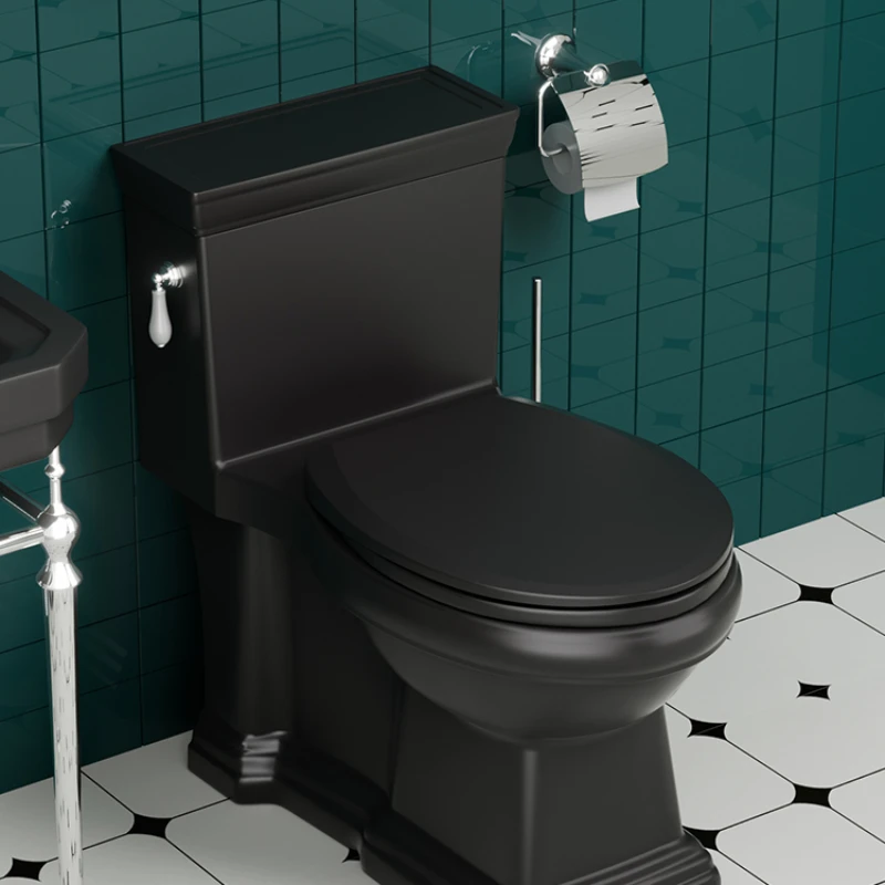 

Kelun European retro American household siphon black classical one-piece toilet.