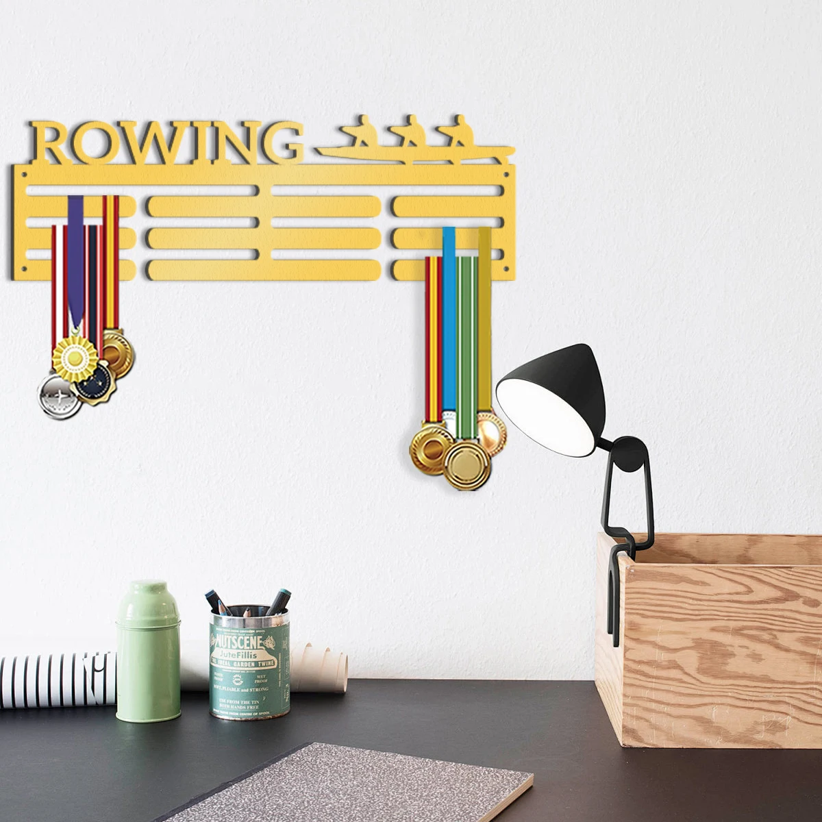 A customized Honor item basketball player Iron medal rack wall mounted trophy display rack with adjustable multiple hooks Suita - view 4
