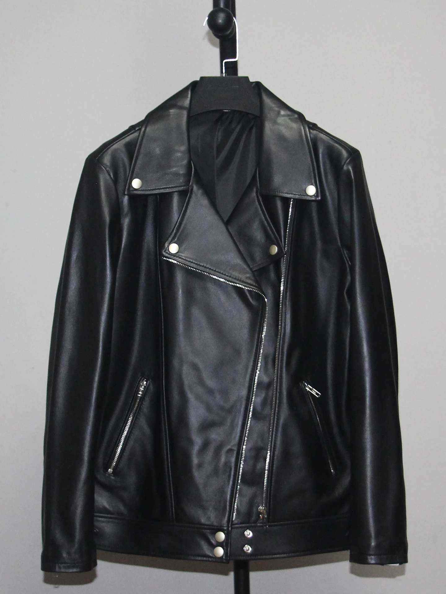 

Soft Top Layer eep Leather Biker Jaet Women's Loose Korean Sle Moto Coat Faion Outerwear AYEFIFO k Night Bat