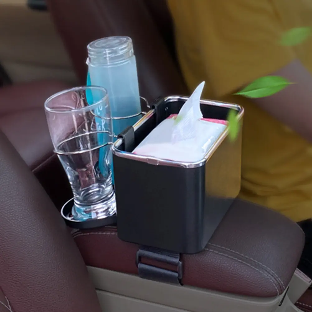 

Car Armrest Tissue Holder ABS Multi-Function Dual Cup Holder Expander Large Storage Box Car Organizer Backseat Storage