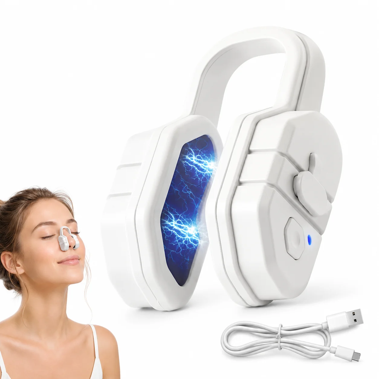 Smart Nasal Beauty Device EMS Vibration Nose Massager Nose Shaper with 5 Adjustable Modes Soft Silicone Pads USB Rechargeable 90mAh Portable Nose Contouring Firming Beauty Tool for Women Home Office Travel Multiple Colors Available