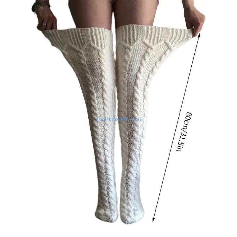N7YF Women Winter Autumn Thigh High Stockings Cable Knitted Winter Warm Long Socks