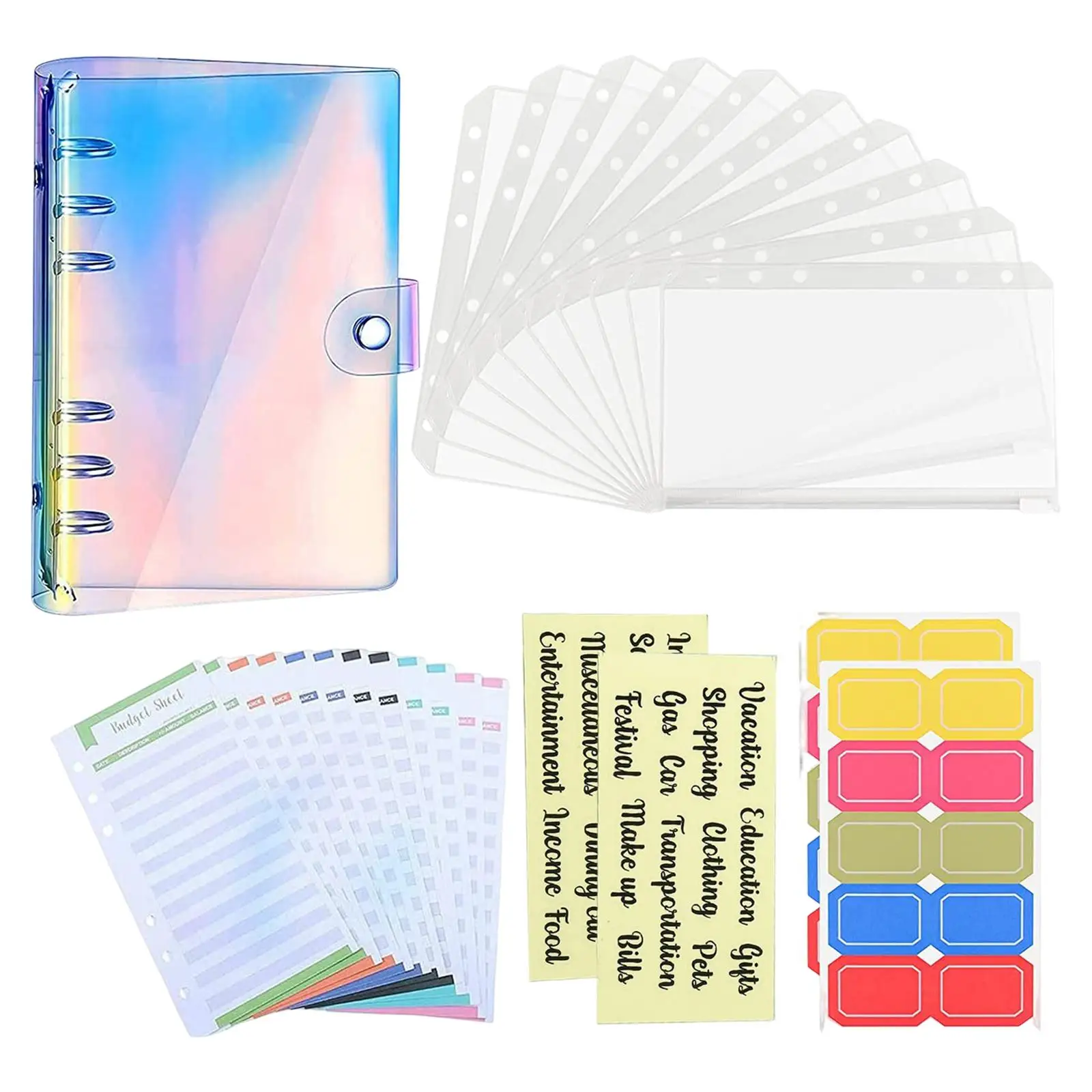 

DIY Notebook Binder Categories Label Zipper Pouch for Budget Binder Journal