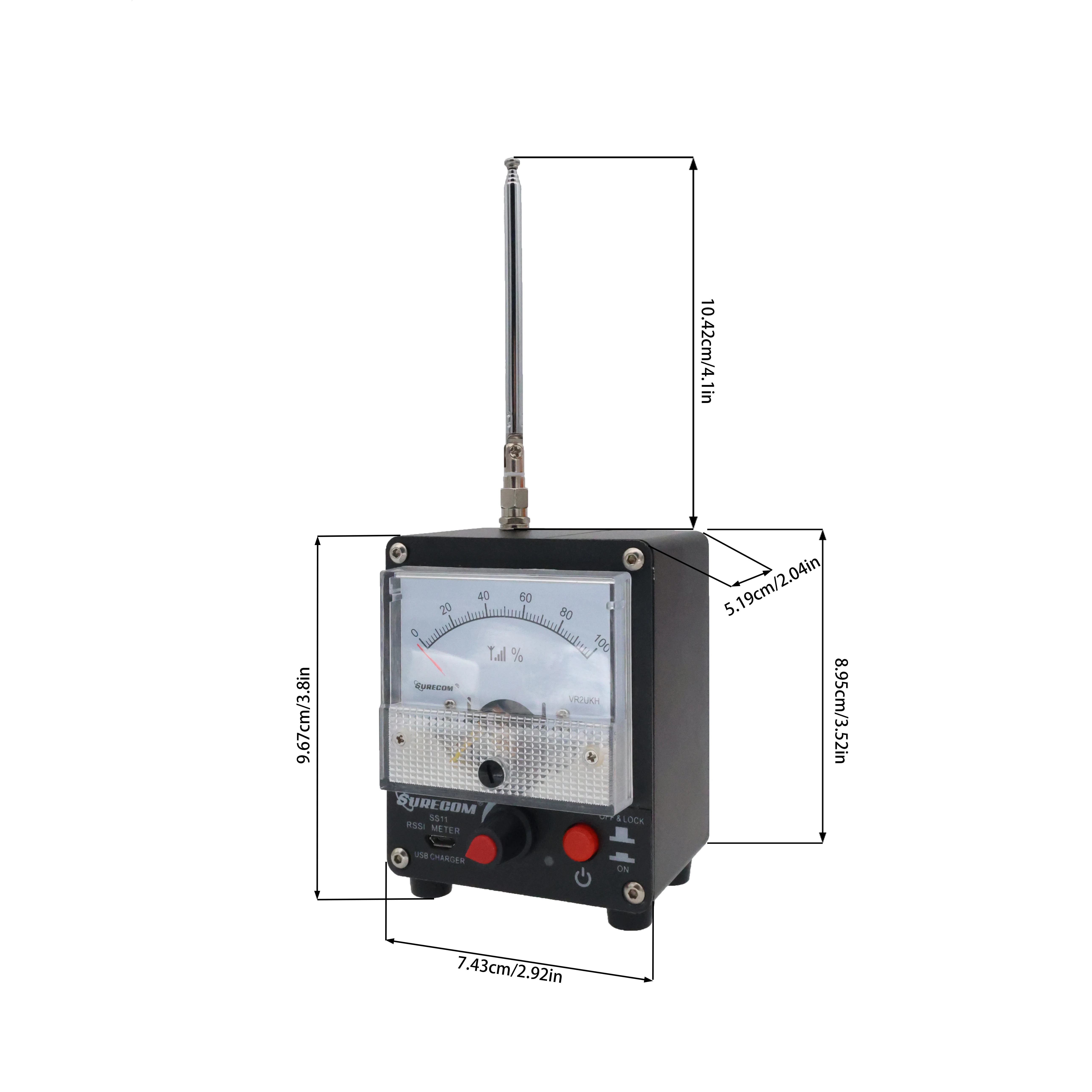 Surecom SS11 Field Strength Meter 100KHz-3GHz - High Sensitivity, RSSI Tester, SMA, Built-in Battery