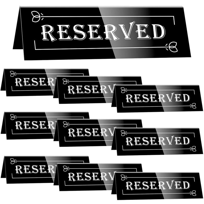 10PCS Reserved Seating Signs Acrylic Guest Reservation Table Tents Sign Waterproof Background Double-Sided Seat Signs