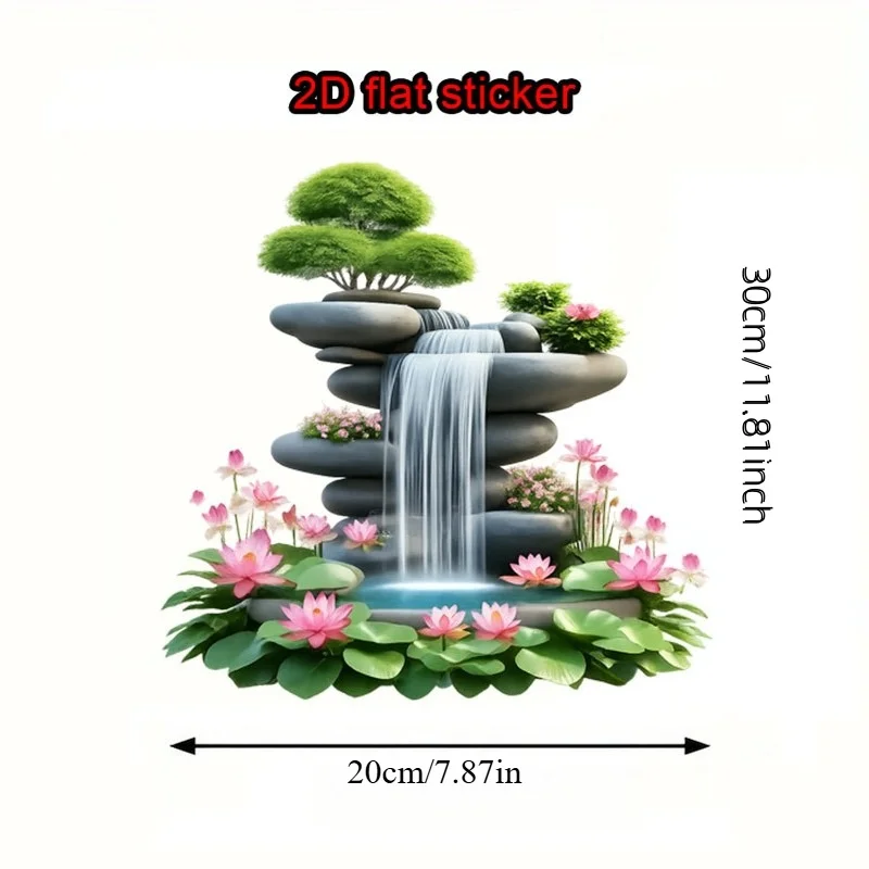 1PC Zen inspired flowing bonsai toilet cover sticker, lotus decoration, creative toilet sticker, detachable toilet cover sticker