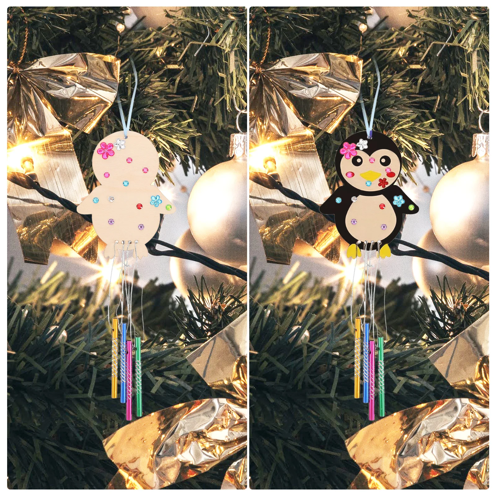 

Christmas Wind Chime Set Holiday Crafts for Kids Make Your Own Wooden Pendant Child