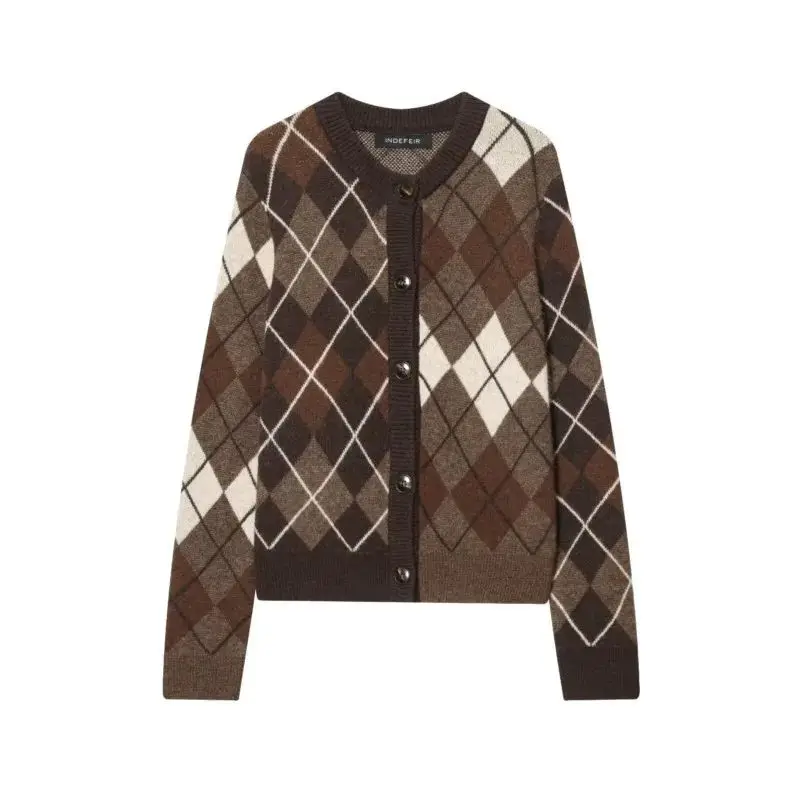 

Осенний женский мягкий кардиган в клетку с пуговицами, длинный вязаный свитер из теплого и комфортного волокна Coolmax, женское пальто