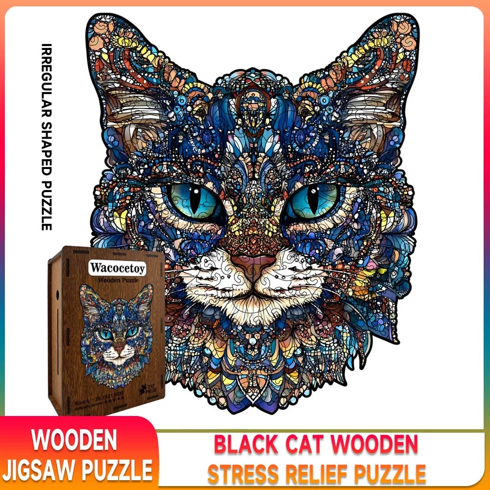 

Wooden Black Cat Puzzle Halloween Decor DIY Educational Toy for Kids 8+, 2 Sizes (L/M), Inspire Imagination & Hands-on Skills