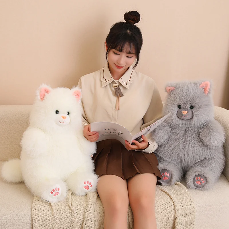 

High Quality White Cat Plush Toys Fluffy Kitten Doll Long Hair Cat Soft Stuffed Animal Pillow Kawaii Home Decor Christmas Gifts