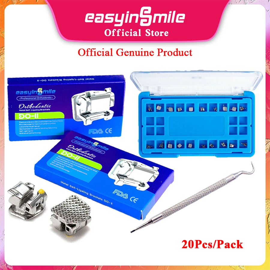 Easyinsmile Dental Material for Metal Orhto Bracket Roth / MBT 345 Slot .022  Mini Braces Self Ligating 20pcs/pack