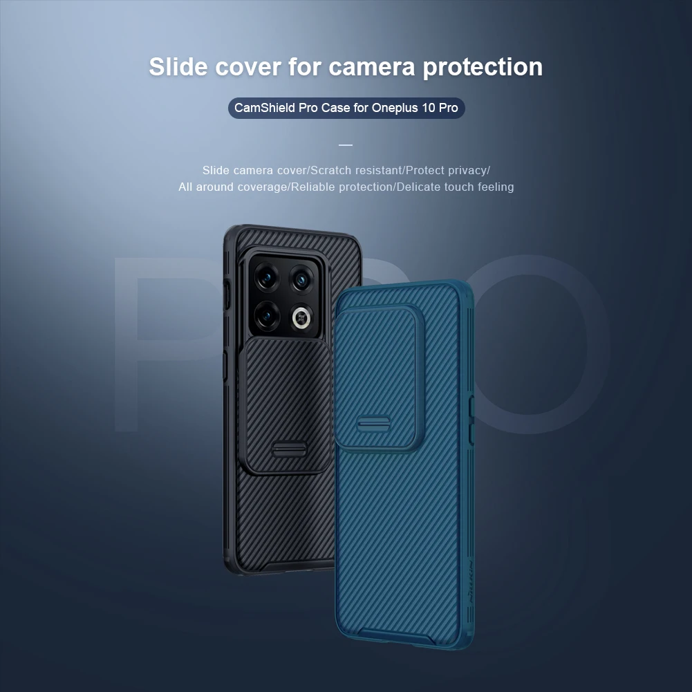 Nillkin camshield pro caso para oneplus 10 pro, com protetor de capa de câmera slide duro pc + tpu capa